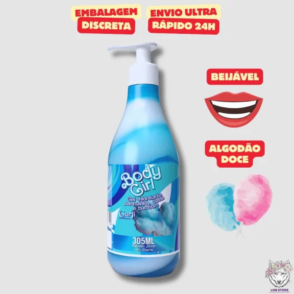 Body Girl Gel Hidratante Beijável Virilha Algodão Doce 305ml Garji - Blow Girl Sex Shop